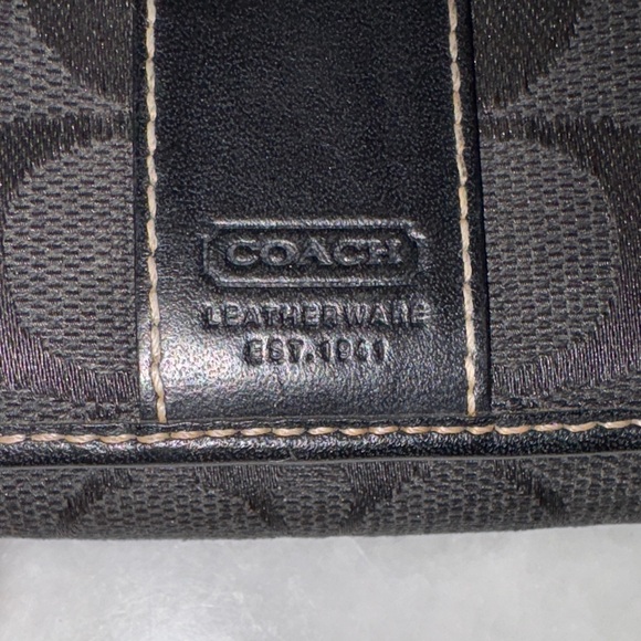 Coach Wallet Black Jacquard Signature Stripe Compact Sized Tri-Fold - Picture 7 of 11